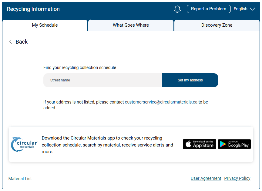Screen Shot of Circular Materials Webpage